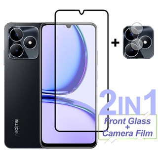 2-in-1 ฟิล์มกระจกนิรภัยกันรอยหน้าจอ เลนส์กล้อง สําหรับ Realme C53 C55 C30s C30 C33