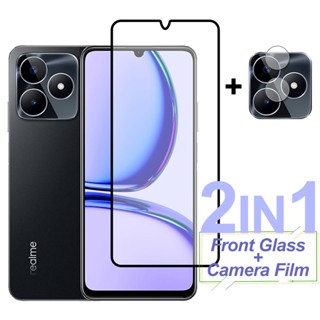 Realme C53 C55 C30s C30 C33 9D พรีเมี่ยม เต็มรูปแบบ กระจกนิรภัย + ฟิล์มกล้อง ป้องกันเลนส์ กระจก