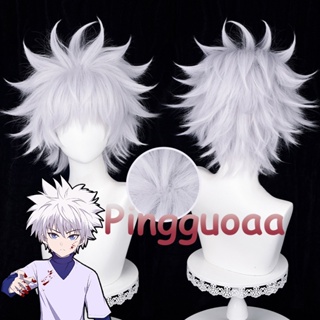 Manmei Anime Hunter x Hunter Killua Zoldyck Cosplay Wig 30cm Silver White Short Wigs Heat Resistant Synthetic Hair