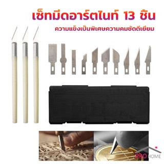 Prohome เซตมีดแกะสลัก มีดโมเดล  เซ็ทมีดอาร์ตไนท์ มีใบมีด 13ใบ carving knife