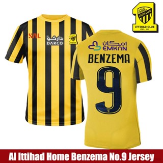 Qy Al Ittihad เสื้อยืดแขนสั้น พิมพ์ลายฟุตบอล Benzema No.9 พลัสไซซ์