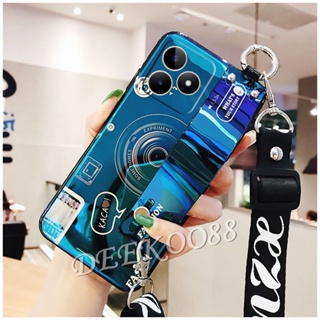 เคสโทรศัพท์มือถือ TPU แบบนิ่ม ลายกล้องถ่ายรูป พร้อมสายคล้องมือ สําหรับ Realme C53 C55 NFC GT NEO 5 SE 9i 10T 10 Pro+ PLUS Pro 5G Coca-Cola Edition 4G PLUS