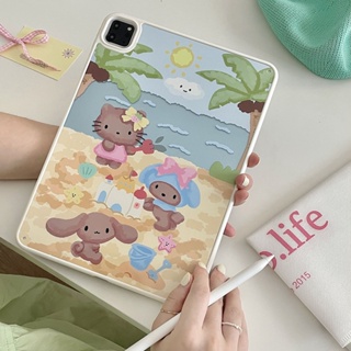 เคสแข็ง ลายภาพวาดสีน้ํามัน รูปคิตตี้ สําหรับ IPad 7 8 9 10 Air3 Air4 Air5 10.9 นิ้ว Pro10.5 10.2 นิ้ว Pro11 2018 2020 2021 2022