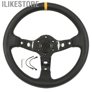 Ilikestore 330mm Car Steering Wheel with Horn Cover 6 Hole Carbon Fiber Leather Black Inner Stitching Universal for Vehicle Parts