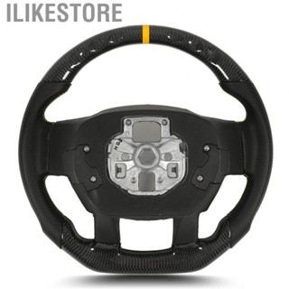 Ilikestore Car Steering Wheel  Perforated Leather Clear Texture D Type Racing Bottom Finger Ridges Sport Racing Steering Wheel Carbon Fiber Oxidation Resistant  for Car