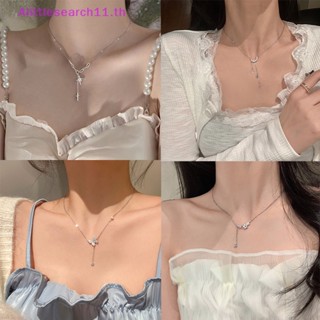 Alittlesearch11 สร้อยคอโซ่เงิน จี้รูปดาว ดวงจันทร์ ผีเสื้อ เครื่องประดับ สําหรับผู้หญิง ของขวัญวันเกิด