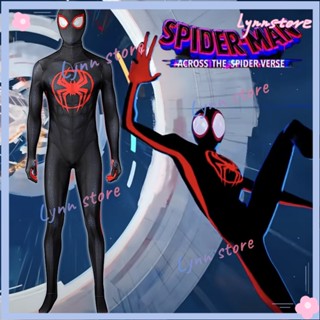 ชุดจั๊มสูทคอสเพลย์ Spider-Man: Across the Spider-Verse Miles Morales Superhero หน้ากาก + จั๊มสูท