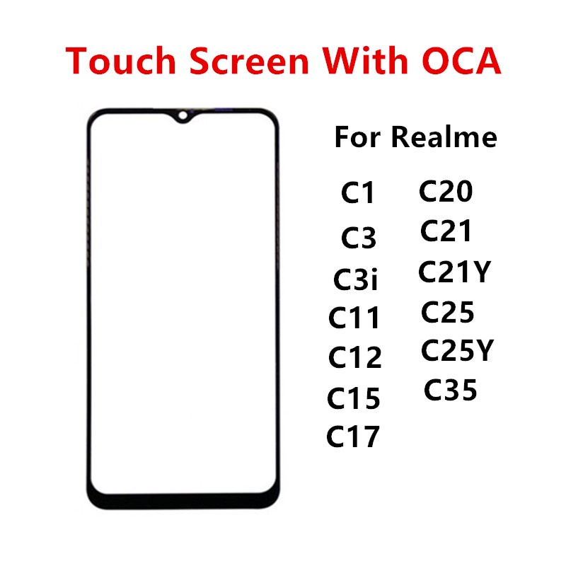 อะไหล่ซ่อมแซมหน้าจอสัมผัส LCD และ OCA สําหรับ Realme C1 C3 C11 C12 C15 C17 C20 C21 C25 C35