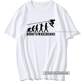 เสื้อยืด พิมพ์ลายกราฟฟิค Born To Wakeboard Evolution สไตล์คลาสสิก ขนาดใหญ่ แฟชั่นสําหรับผู้ชาย