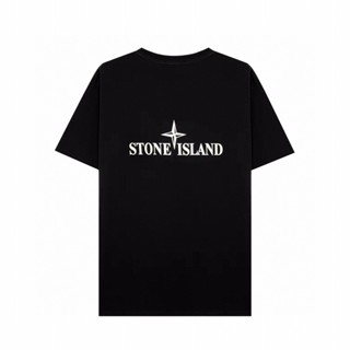 เสื้อยืดลําลอง ผ้าฝ้าย แขนสั้น พิมพ์ลายตัวอักษร FASHION STONE ISLAND ทรงหลวม สําหรับผู้ชาย และผู้หญิง