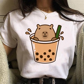 Capybara เสื้อยืด ลายการ์ตูนอนิเมะ สําหรับผู้หญิง