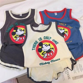 Cotton Boy Summer Clothing Childrens Vest Suit Summer Thin Boys and Girls Sleeveless T-shirt Shorts Little Kids Two-Piece Suit s4hC