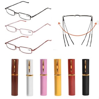 Aimy Men Women Metal Reading Glasses Clear Spring Hinge +1.0~+4.0 With Aluminum Case