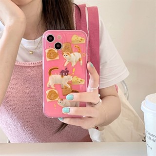 เคสโทรศัพท์มือถือใส แบบนิ่ม ลายขนมปัง และแมวน่ารัก กันกระแทก สําหรับ Apple Iphone 14promax 13 12 11 13promax