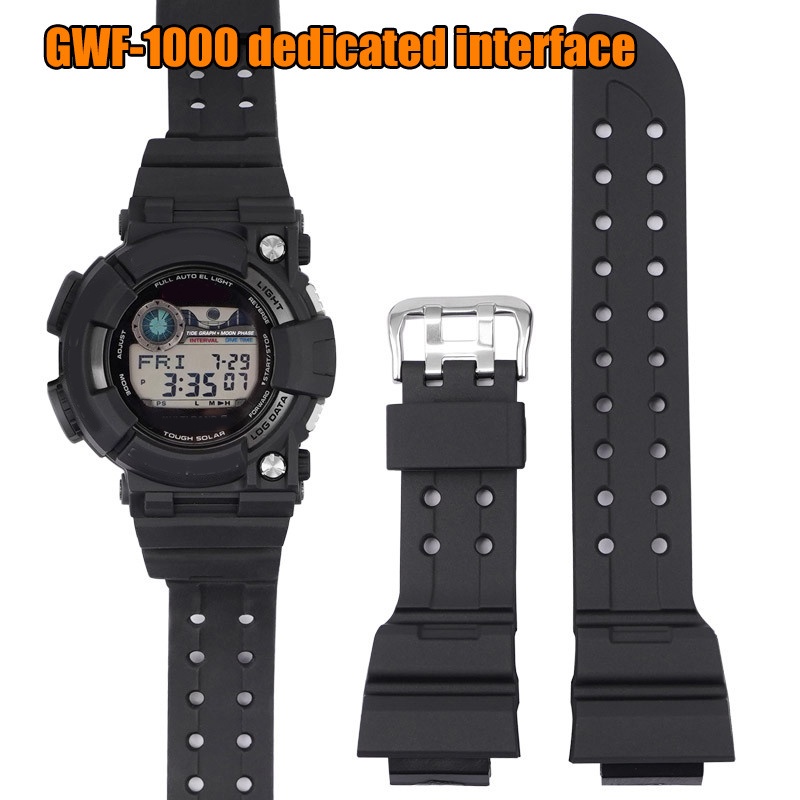 สายนาฬิกาข้อมือ ยางซิลิโคน สีดํา กันน้ํา แบบเปลี่ยน สําหรับ Casio G-SHOCK GWF-1000 FROGMAN Series