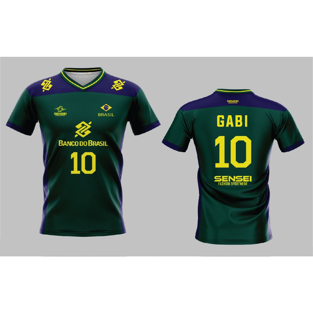 โค้ดSENSEI06Aลด10% เสื้อแขนสั้นพิมพ์ลาย(หน้า-หลัง) ลายVNL BRAZIL1