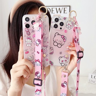 Yiki|เคสมือถือ แบบนิ่ม ลายการ์ตูนคิตตี้ พร้อมสายคล้อง สําหรับ Samsung M53 M52 M51 M42 M32 M31S M31 M13 M12 M11 M21