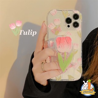 เคสโทรศัพท์ซิลิโคนใส แบบนิ่ม ลายดอกทิวลิป กันกระแทก สําหรับ OPPO A17 A17K A16K A16 A15 A15s A3s A5s A78 A58 A54 A74 A94 A95 A76 A92 A52 A5 A9 F9 F11 Pro Reno 8T 7 6 5 7Z 6Z Pro