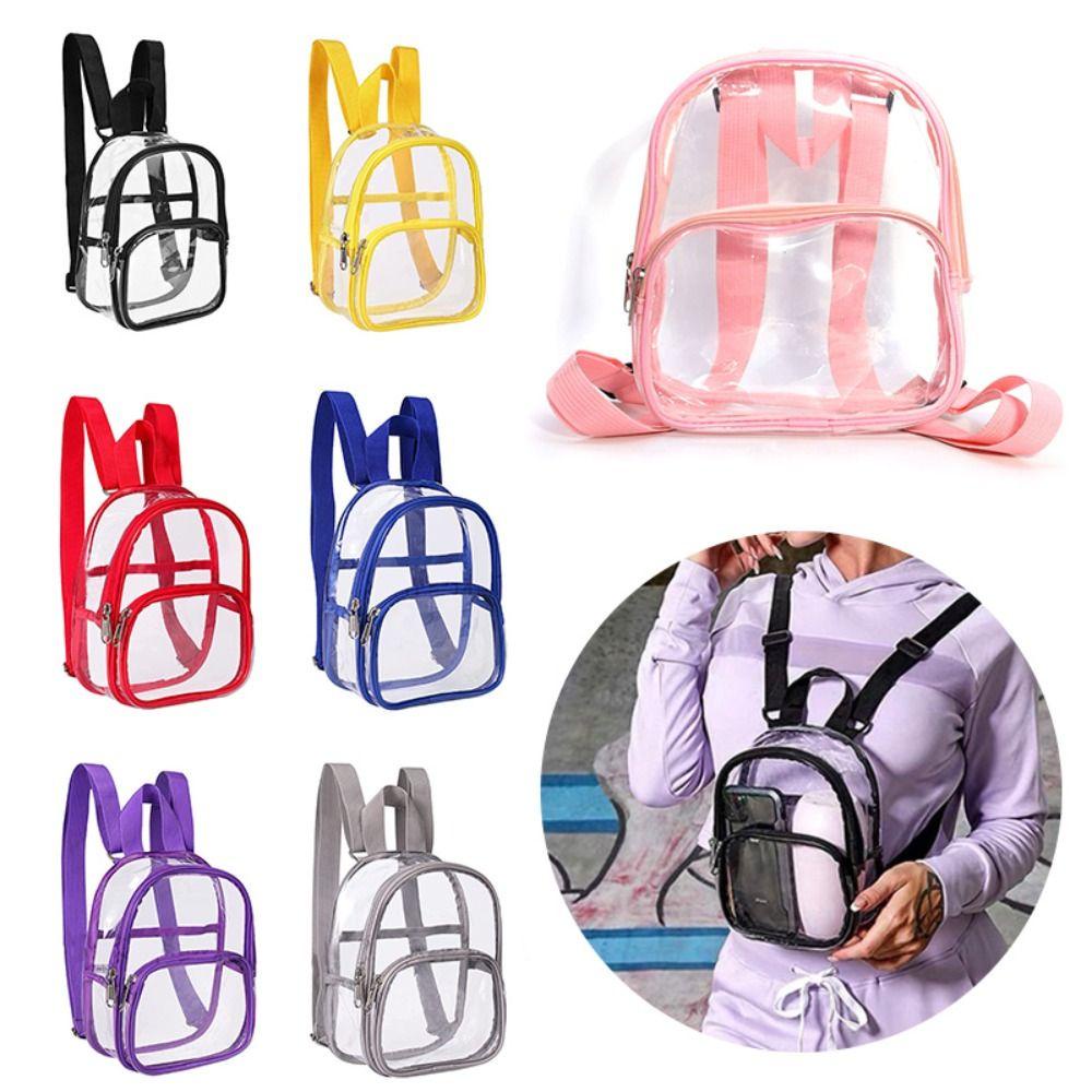 Dealshop กระเป๋านักเรียน, กระเป๋าถือ PVC ใส ใบเล็ก, ขี่จักรยาน สีพื้น ลําลอง มีซิป ขนาดเล็ก สําหรับผู้หญิง