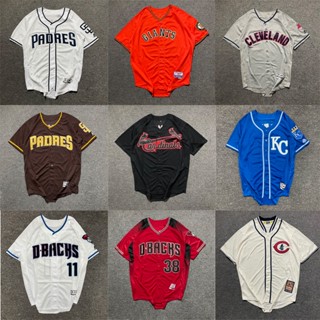 เสื้อกีฬาเบสบอล เสื้อคาร์ดิแกน แขนสั้น ลาย Mlb Jersey สไตล์ฮิปฮอป เรโทร