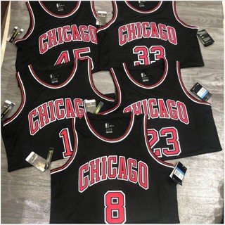 เสื้อกีฬาแขนกุด ลาย NBA Jersey Chicago Bulls Michael Jordan สีดํา สไตล์คลาสสิก พลัสไซซ์