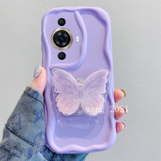 เคส Huawei Nova 11 Pro 11i Y91 Y71 Y70 Y90 Nova 10 Pro Nova 9 SE เคสโทรศัพท์ สีมาการอง ไล่ระดับสีม่วงผีเสื้อ ตัวยึด รวมทุกอย่าง ป้องกันเลนส์ ฝาครอบแบบนิ่ม