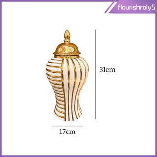 [Flourishroly5] แจกันดอกไม้ ขิง พอร์ซเลน สีทอง สไตล์โมเดิร์น