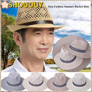 SHOUOUY หมวกบักเก็ต หมวกชายหาด ระบายอากาศ แฟชั่นฤดูร้อน