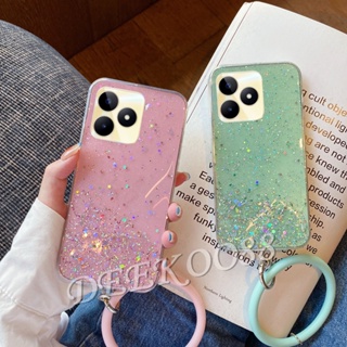 พร้อมส่ง เคสโทรศัพท์มือถือนิ่ม แบบใส ลายดาวอวกาศ พร้อมสายคล้องมือ สําหรับ Realme C53 C55 NFC 10T 10 Pro+ Pro 5G Coca-Cola Edition 4G Plus RealmeC53