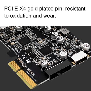 ELE Consumer การ์ด PCIe Type C 10Gbps ความเร็วสูง พินชุบทอง ด้านหน้า E การ์ดขยาย PCIE USB3.2 สำหรับคอมพิวเตอร์ตั้งโต๊ะ