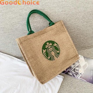 【Good】Star*bucks Tote Burlap Bag Canvas Durable Environmentally Friendly Khaki【Ready Stock】