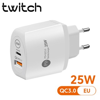 Twitch PD 25W USB C อะแดปเตอร์ชาร์จโทรศัพท์ Type C ชาร์จเร็ว 3.0