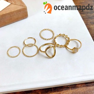 OCEANMAPDZ แหวนโลหะโอปอล แบบเกลียว เหมาะกับของขวัญ สําหรับงานปาร์ตี้ จํานวน 7 ชิ้น ต่อชุด