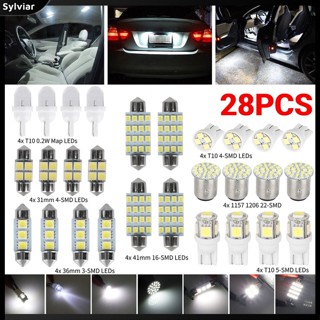 [sylviar] ชุดหลอดไฟ Led 12v 6000k 28 ชิ้น สําหรับติดป้ายทะเบียนรถยนต์