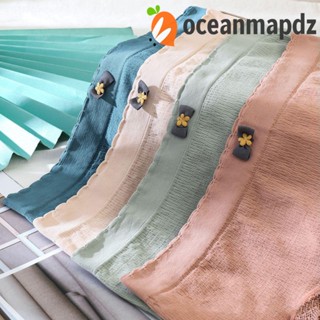 OCEANMAPDZ กางเกงชั้นใน ผ้าฝ้าย เอวสูง ลายดอกไม้ ใส่สบาย สีพื้น สําหรับผู้หญิง