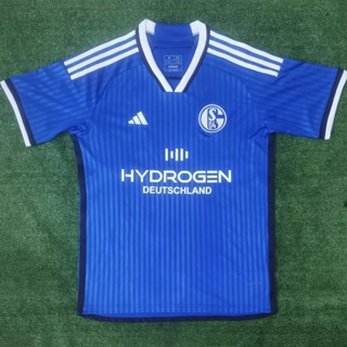 เสื้อกีฬาแขนสั้น ลายทีมชาติฟุตบอล Schalke Home 23-24 S-XXL ชุดเหย้า แบบแห้งเร็ว สําหรับผู้ใหญ่ AAA