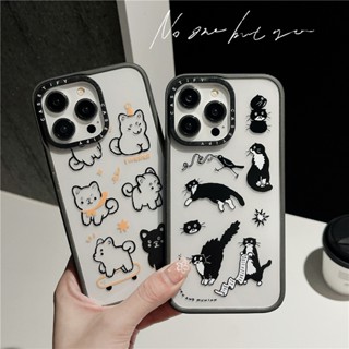 Casetify【แมวดํา】เคสโทรศัพท์มือถืออะคริลิคใส กันกระแทก ลายดอกกุหลาบแห้ง สําหรับ iPhone 11 12 13 14 Pro Max