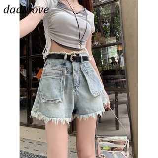 DaDulove💕 New American Ins High Street Large Pocket Denim Shorts Niche High Waist Loose A- line Pants Hot Pants