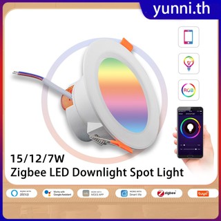 สมาร์ทดาวน์ไลท์ Zigbee Tuya/Neutral 15/12/10/9w Led Rgb + cw App/การควบคุมด้วยเสียง Fit Philips Hue Echo Plus Smar Tthings Alexa Google Home Yunni