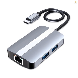 Tosw)5-in-1 อะแดปเตอร์ฮับ USB C Type-C การ์ดรีดเดอร์ SD TF RJ45 อีเธอร์เน็ต USB 3.0 USB 2.0 สําหรับ MacBook MateBook HUAWEI Samsung