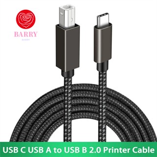 BARRY สายเคเบิลถัก USB C เป็น USB B Type-C ตัวผู้ USB2.0 ตัวเมีย