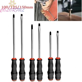 【COLORFUL】Screwdriver Slotted With Magnetic 100/125/150mm Anti-slip Batch Head Cross