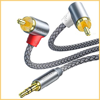 Rca สายเคเบิลเสียงสเตอริโอ HiFi 2RCA เป็น 3.5 มม. 90 องศา AUX RCA สําหรับเครื่องขยายเสียงโฮมเธียเตอร์ kiath