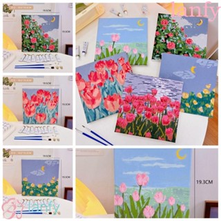 LANFY ภาพวาดสีน้ํามันอะคริลิค รูปดอกทิวลิป DIY สําหรับของขวัญวันเกิด