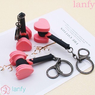 LANFY พวงกุญแจค้อนยาง PVC แบบนิ่ม ลาย Kpop สีชมพู สําหรับเป็นของขวัญแฟนคลับ