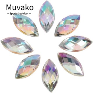 Muvako คริสตัล พลอยเทียม อะคริลิค รูปดวงตาม้า ทรงวงรี สีขาว 7 มม. X15 มม. 600 ชิ้น รองเท้าอัญมณี AB