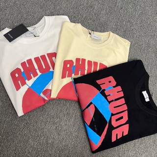 Rhude windsurf เสื้อยืดลําลอง แขนสั้น ทรงหลวม พิมพ์ลาย windsurf แฟชั่นฤดูร้อน สําหรับผู้ชาย และผู้หญิง