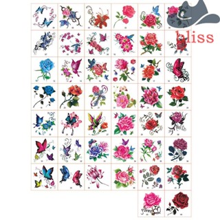 BLISS รอยสักปลอม กันน้ํา ลายดอกกุหลาบ 52 ชิ้น