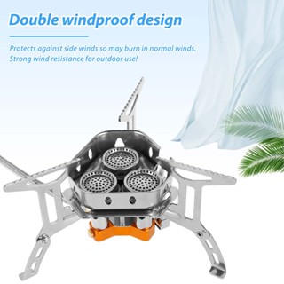 BBQ Outdoor Camping Gas Stove Windproof Outdoor Gas Burner Portable 5800W High Power Three Core Furnace Head