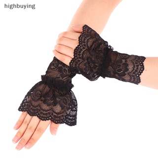 [highbuying] สายรัดข้อมือ แต่งลูกไม้ จับจีบ ถอดออกได้ สําหรับตกแต่ง 1 คู่